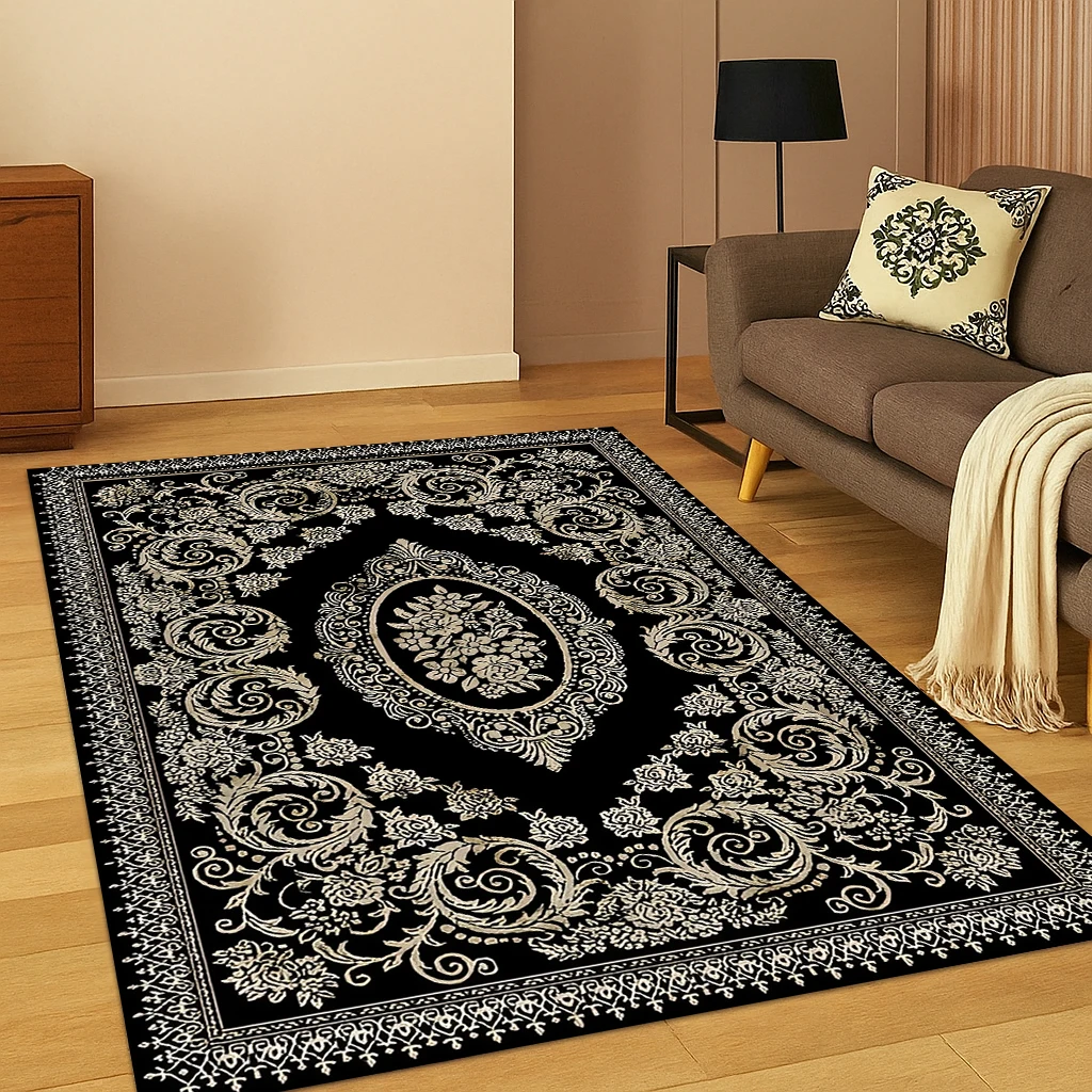 Türkiye Bohemian Persian Geometric Flower Carpet Rug for Home Bedroom Living Room Sofa Doormat Decor,Game Non-slip Floor Mat