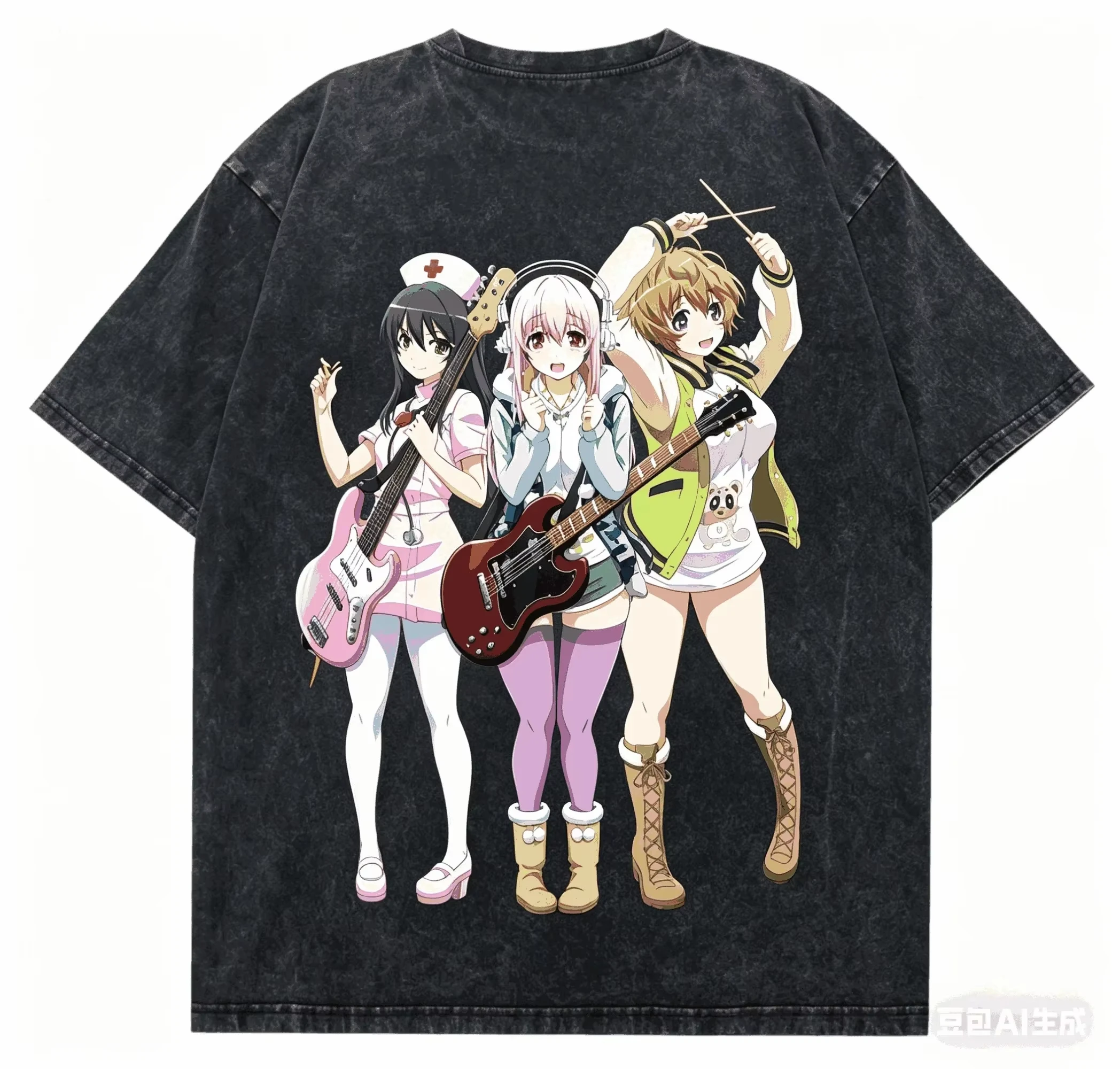 2026 New Vintage Fashion Washed Super Sonico T-Shirt, Soft Comfortable Hot Selling Casual Unisex Tee For All Seasons