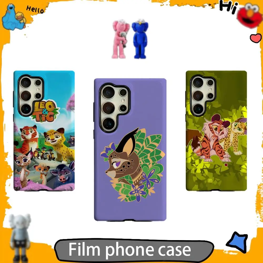 Cartoon Leo and Tig Phone Case 2-in-1 Glossy shell For Samsung S26 S25 S24 S23 S22 S21 Plus Ultra A16