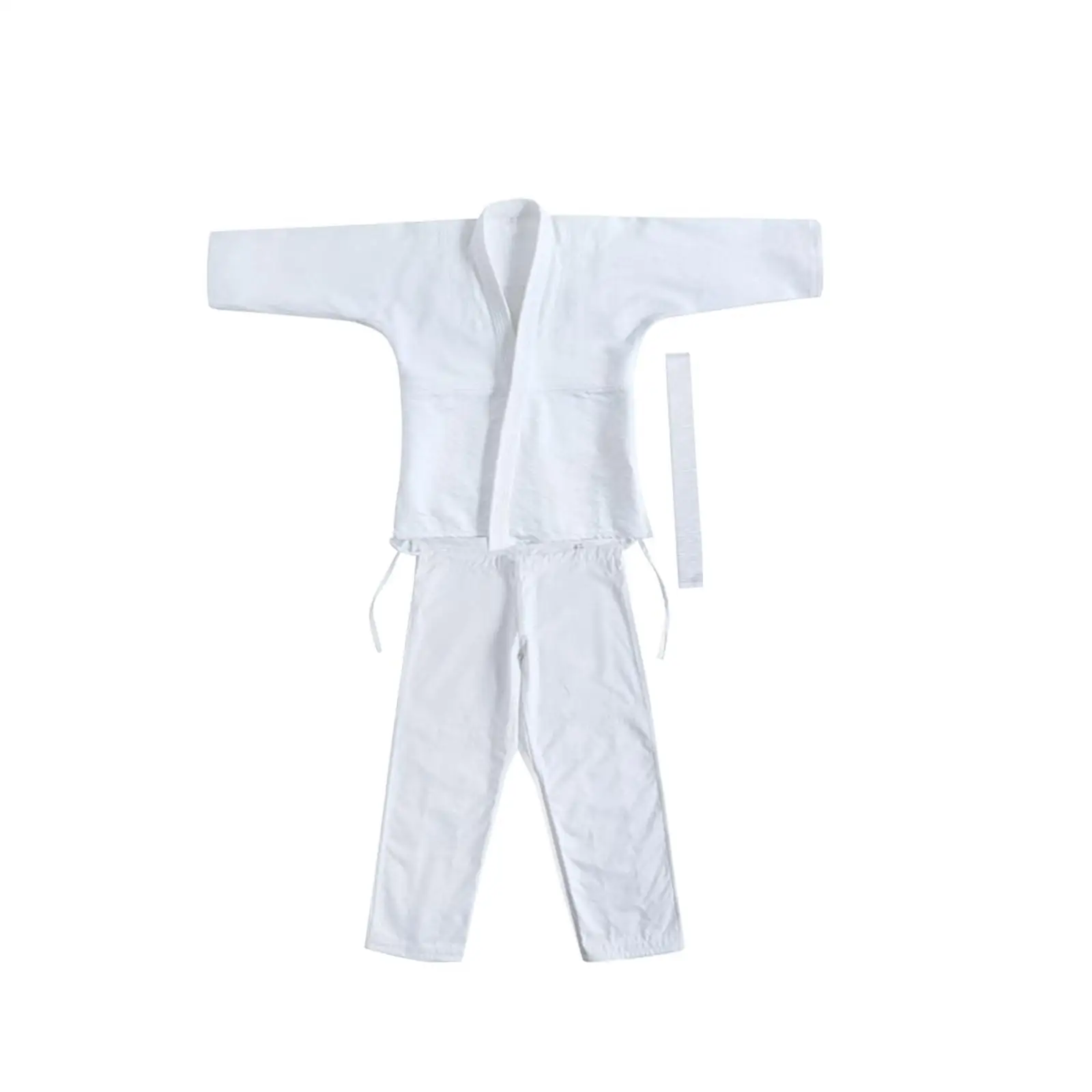Judo Gi Dobok Breathable Jiu Jitsu Uniform for Competition Sparring Training White 155cm