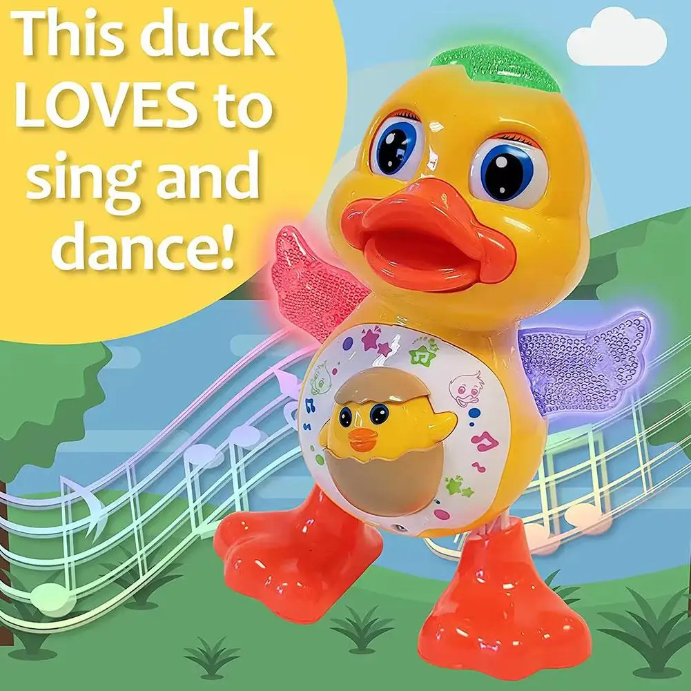 

Electric Dancing Duck Funny Flashing Light Shake The Gift Animal Interactive Cartoon Children Body Musical Toy Cute Educati O2W5