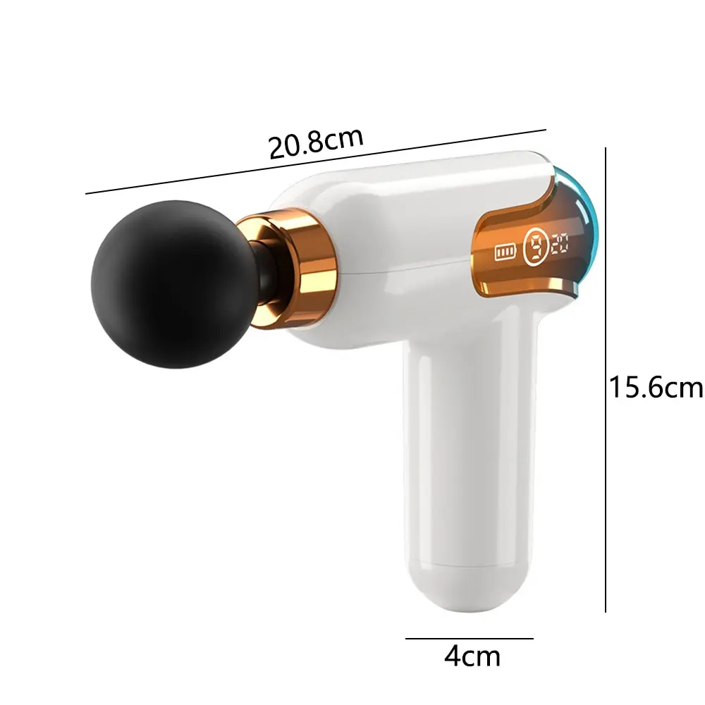 Inteligentna kontrola częstotliwości LCD Mini pistolet do zwieszania biały Mini przenośny masażer USB elektryczny pistolet z membraną szyjną 4 głowica wibrat