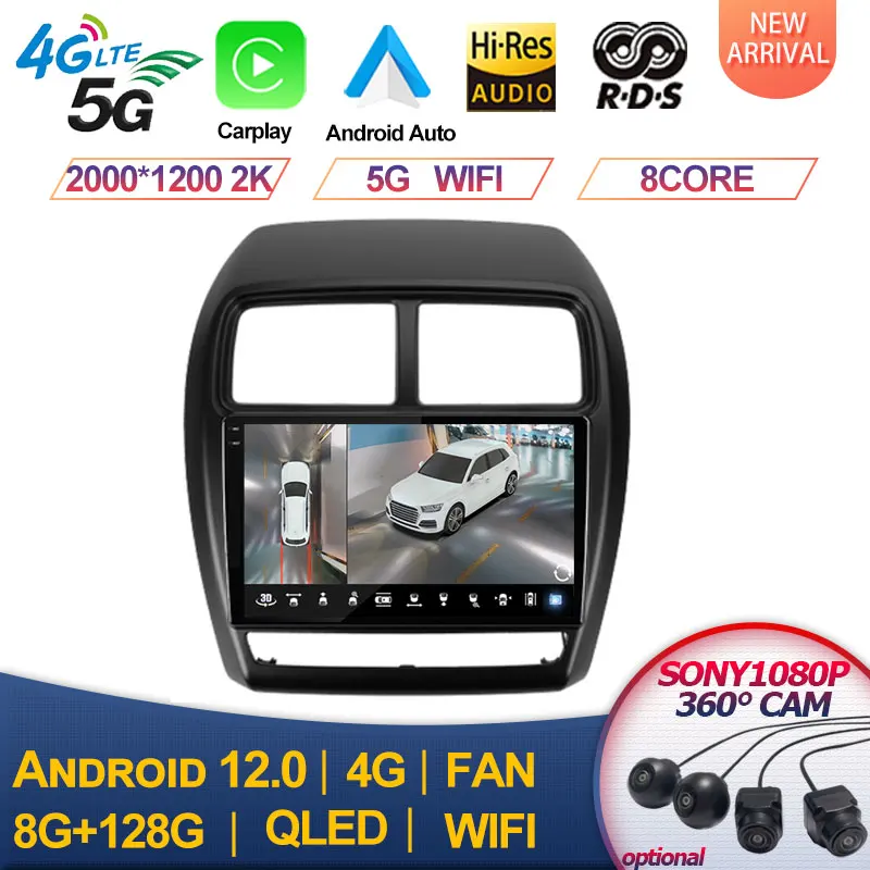 

For Mitsubishi ASX 1 2016 - 2022 8G 128G QLED Android 13 Carplay Car Radio Multimedia Video Player GPS Navi BT No 2Din