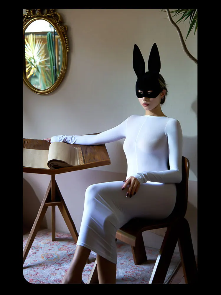 女性のための透明で伸縮性のあるベルベットのドレス,セクシーなボディスーツ,クラブの服