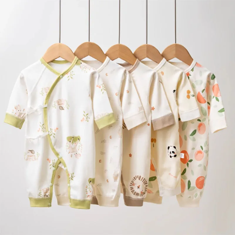 

Four Seasons Baby Clothes Spring and Autumn boys and girl Tummy-Warming Suit Newborn Cotton Baby Gown Long-Sleeved Romper