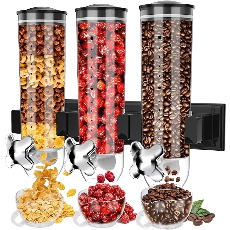 Three Food Dispenser, Snack Dispenser Storage Nuts Coffee Beans 4.5 Liter