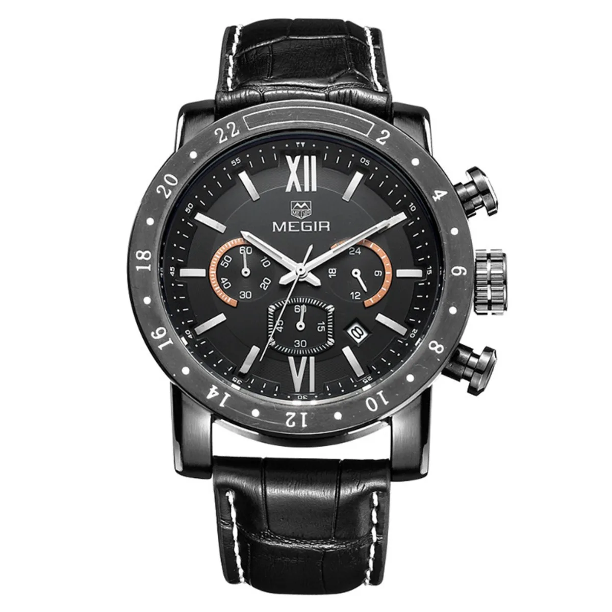 MEGIR Stainless Steel Casual Watches Men Waterproof Luminous Dial Man Quartz Business Wristwatch with Chronograph Auto Date 3008