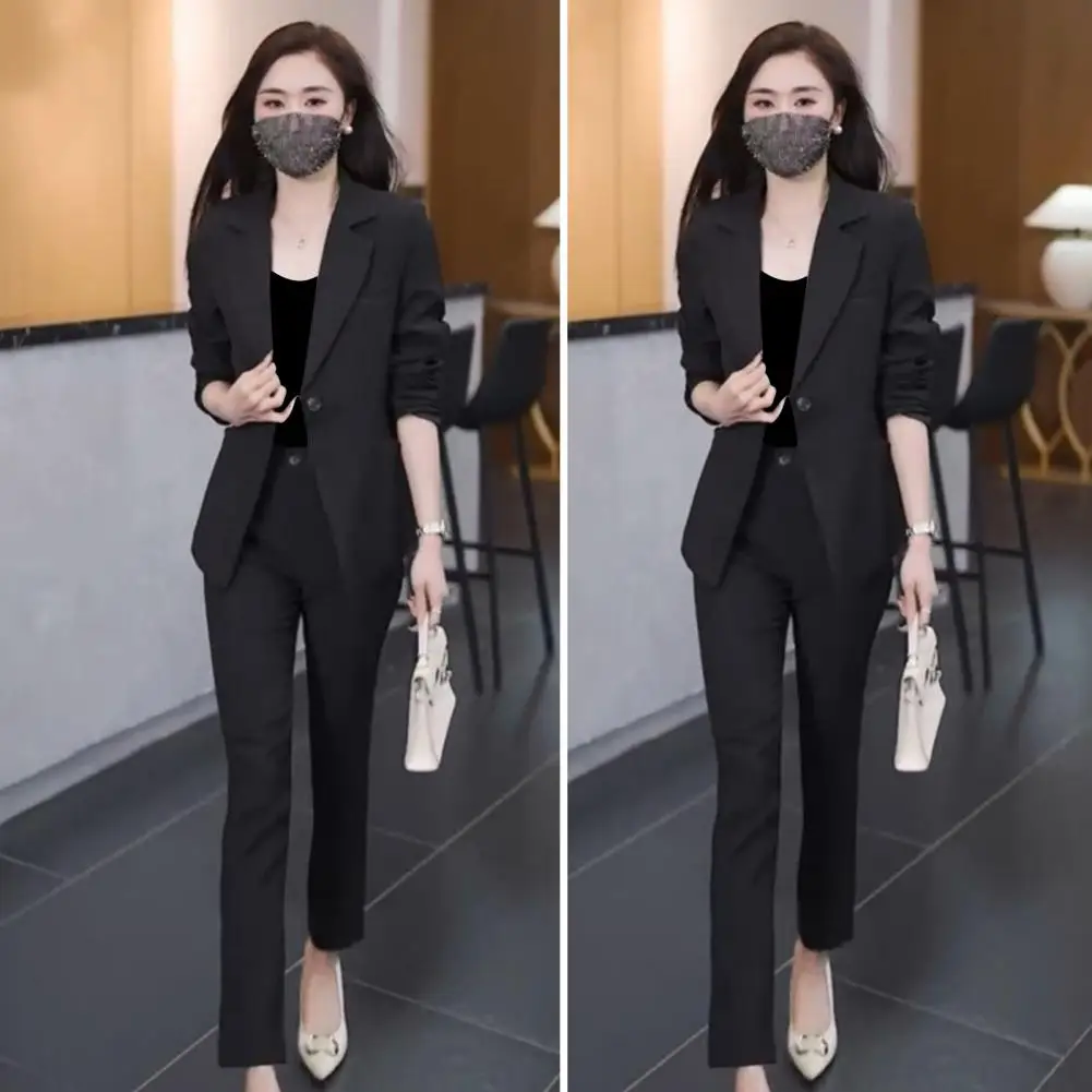 

Women Business Suit Elegant Women's Business Suit Set with Vest Coat Pants Slim Fit Single Button High Waist Office for Spring