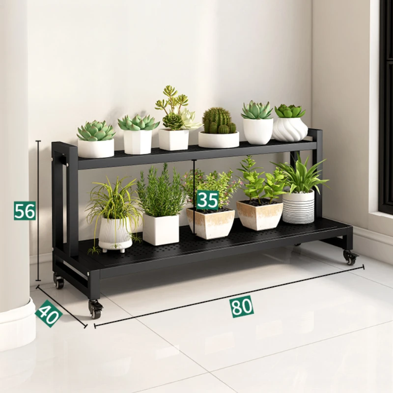 Movable Luxury Flower Shelf Balcony Tiered Wrought Iron Party Flowers Stand Table Universal Scaffale Per Piante Home Furniture image 3
