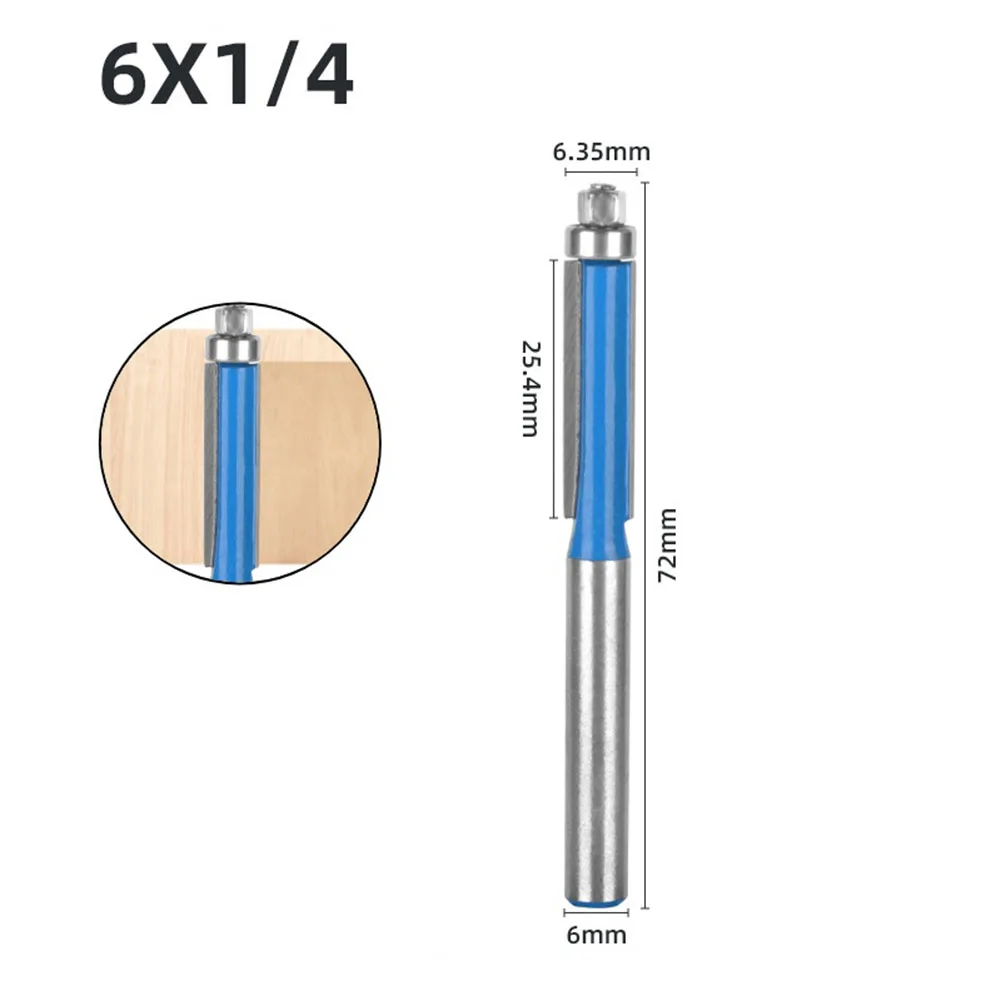 6mm Shank Flush Trim Router Bit With Bearing Woodworking Milling Cutter Face Mil For Wood Template Pattern Woodworking Trimming