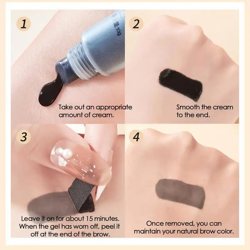 Peel Off Augenbrauen-Tönung, wasserfest, schnell trocknend, Augenbrauenfleck, 10 g, nicht reizendes Augen-Make-up für trockene, fettige Kombination, empfindlich