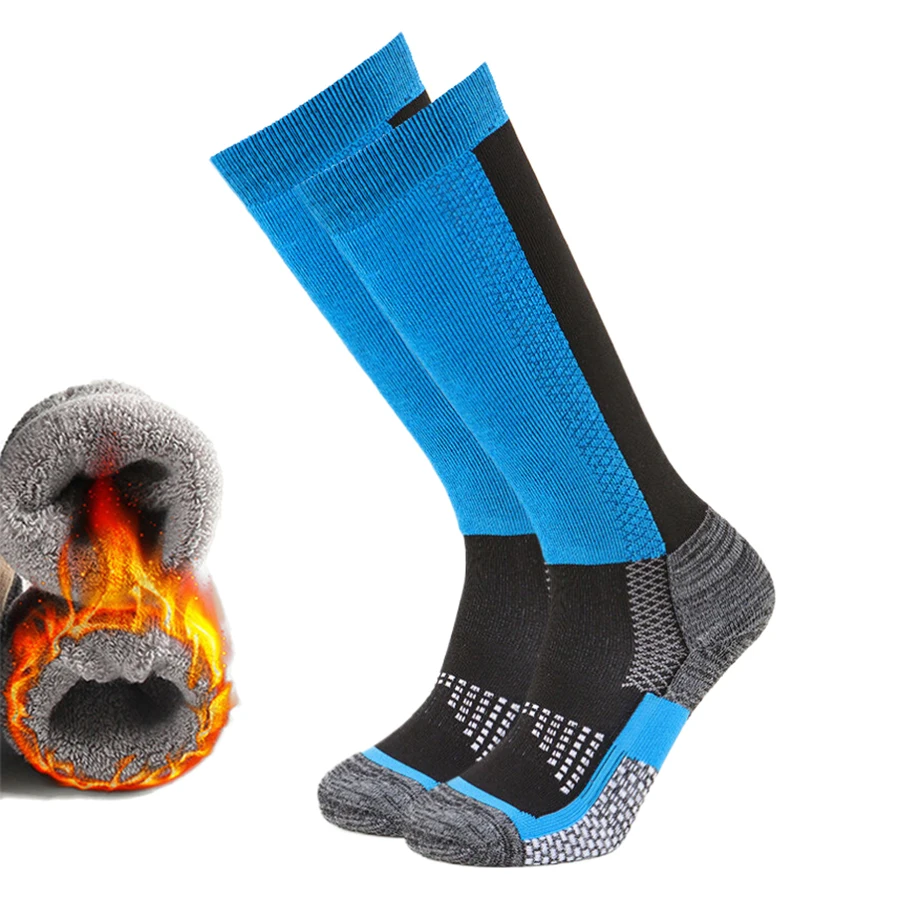 جوارب تزلج مضغوطة للجنسين، قبضة غير قابلة للانزلاق، معزولة حراريًا ومسامية ومضادة للصدمات مع قاعدة منشفة للرياضات الشتوية