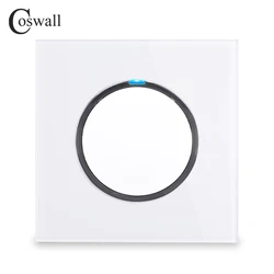 Coswall Crystal Glass Panel Push On / Off 1 Gang 2 Way Passage Pass Through Stair Wall Light Switch Switched Blue Backlight