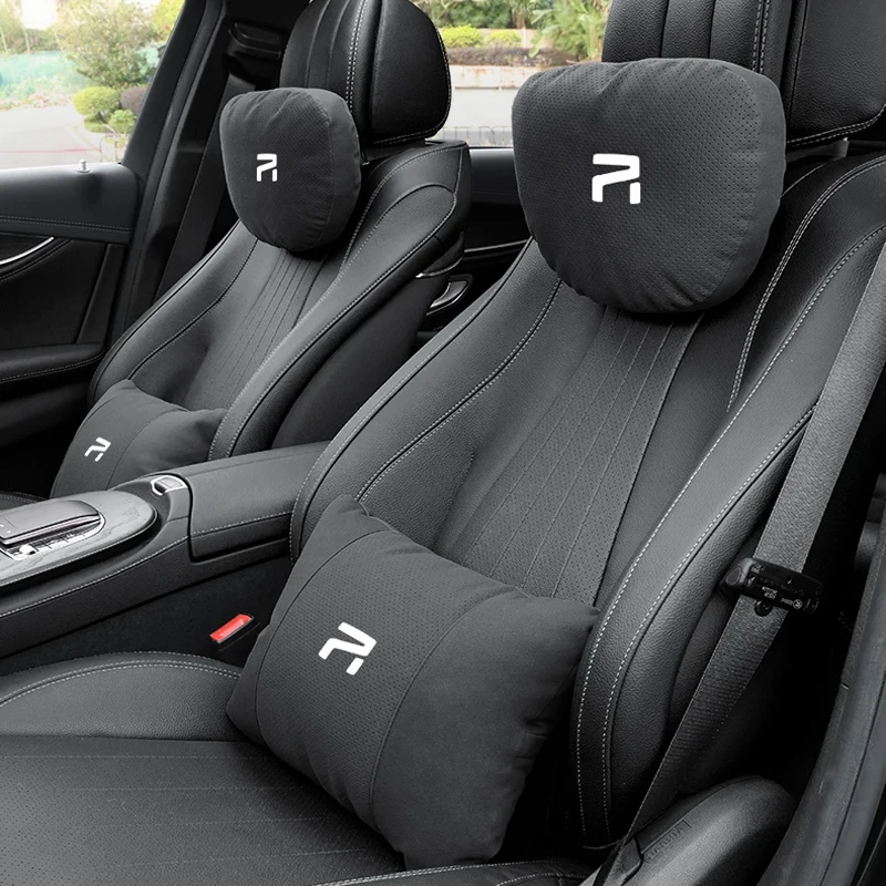RISING AUTO F7 R7 RC7 ER6 R-AURA Suede Car Headrest Neck Support Seat Lumbar Cushion Soft Neck Pillow Waist Pad Auto Accessories