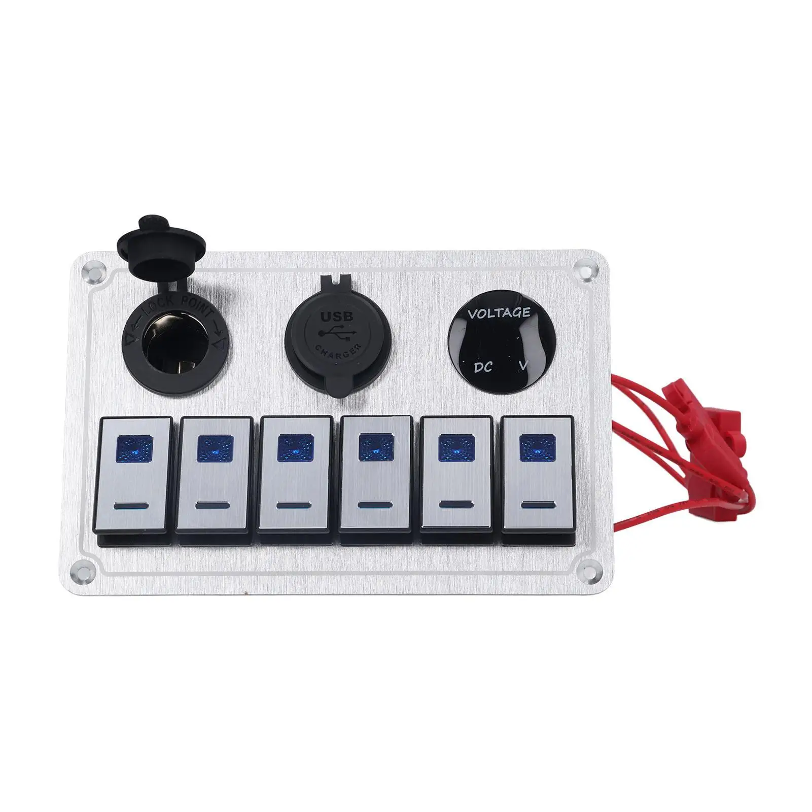 Rocker Switch Panel Dual USB Port 6 Gang für Auto Wasserdichtes Switche Panel 5PIN Digital Voltmeter DC12V oder DC24V für Auto