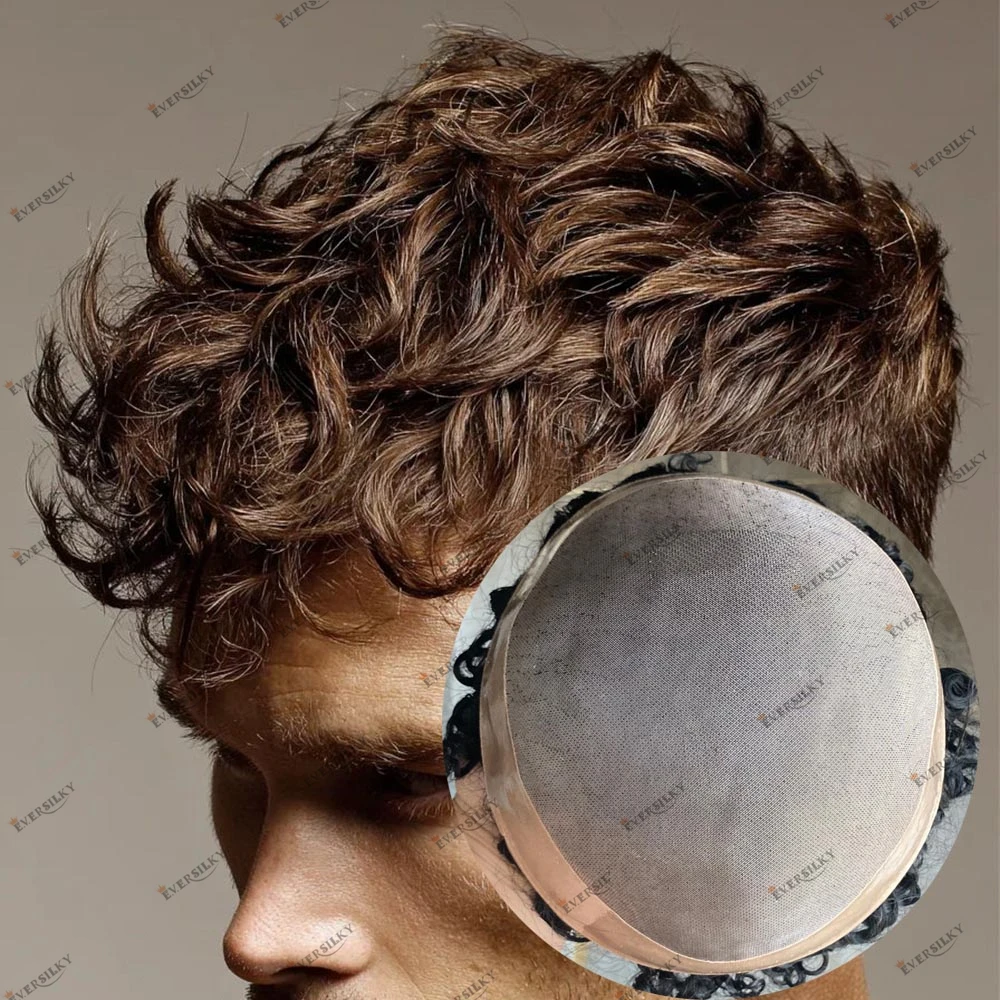 

Мужской парик-система замещения волос из 100% натуральных волос, монобаза, дышащий, черно-коричневый, прочный, на основе NPU, для маскировки облысения