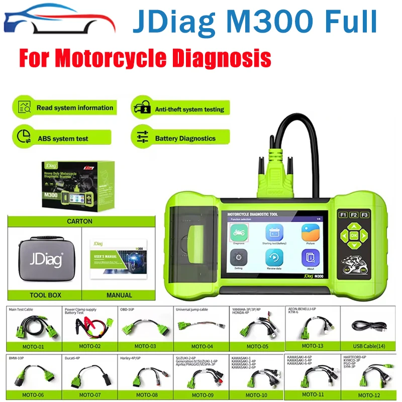 JDiag M300 Full Motorcycle Diagnostic Scanner Helps the Technician to Diagnose Problems motorcycle scanner jdiag m300 full