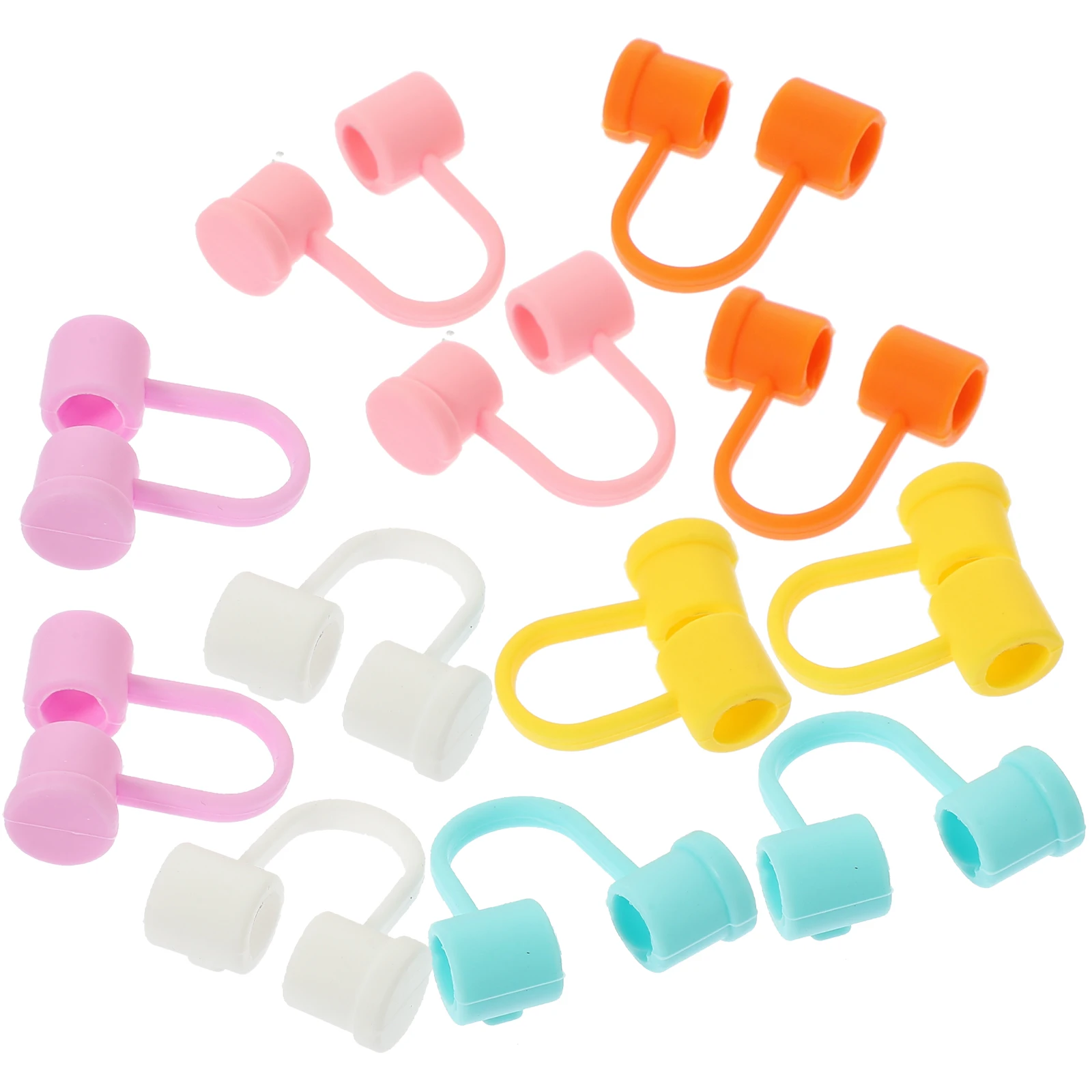 

12 Pcs 8mm Silicone Straw Covers Dust Protection Caps Reusable Tips Stopper Decorative Colors Kitchen Accessories Home Party