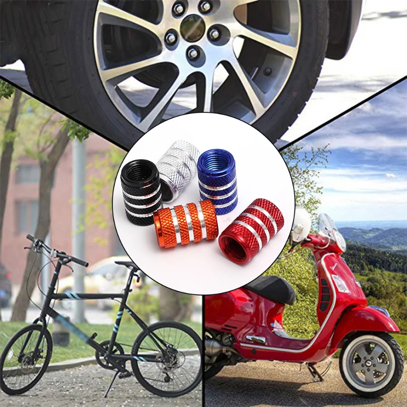 Tire Valve Caps Aluminum Alloy Nipple Caps Tyre Rim Stem Covers Airdust Waterproof for Automobiles Motorcycles Trucks Bikes