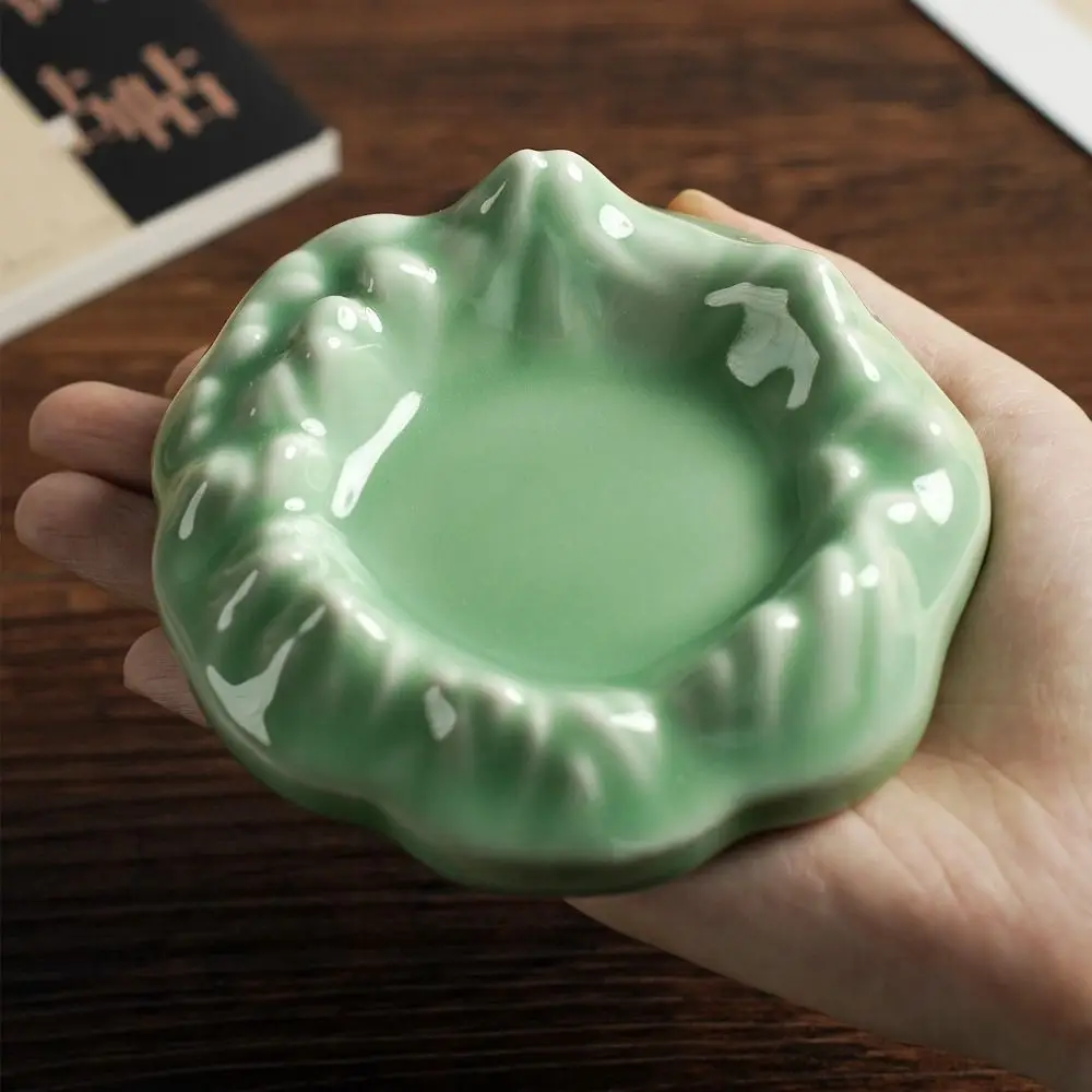 Pincel de piedra de tinta en forma de montaña de cerámica multifunción, pisapapeles de tinta, soporte para bolígrafo, pincel de tinta, herramienta de pintura esmaltada