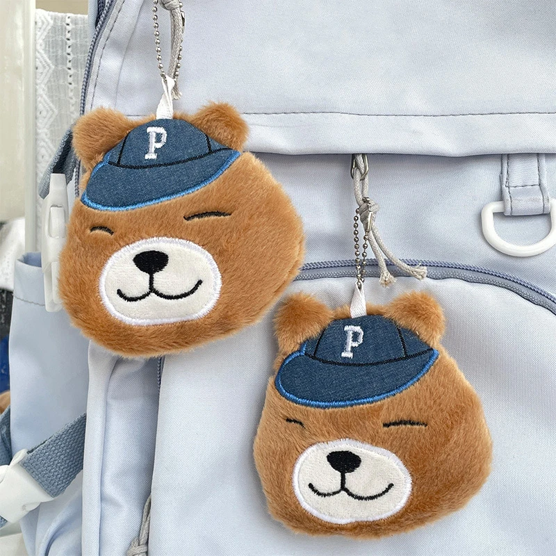 Simpatico berretto da Baseball orso portamonete portachiavi peluche portafoglio portachiavi moneta auricolare rossetto borsa portaoggetti zaino ciondolo Decor