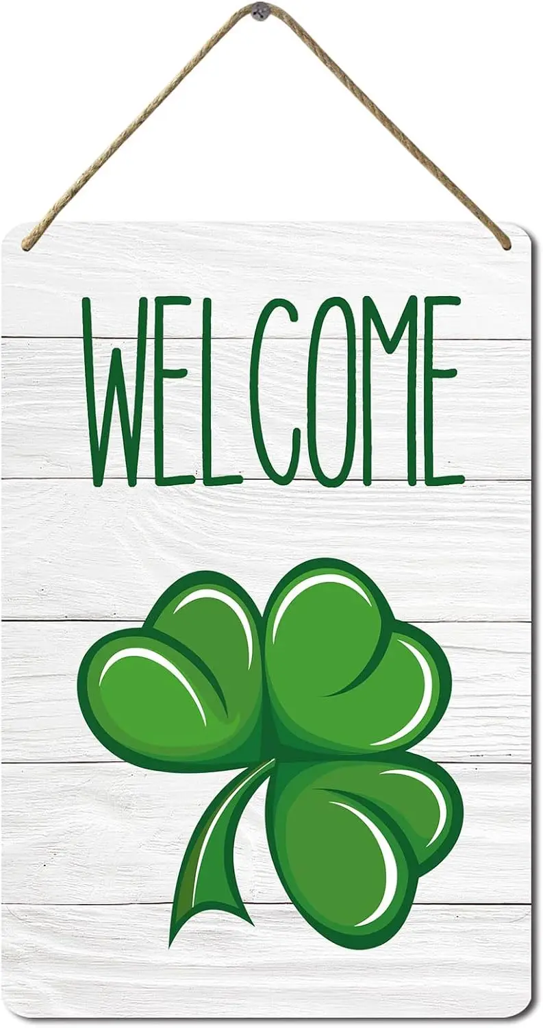 BTFSigns Wooden Hanging Sign Colorlife Welcome St Patricks Day Garden Signs Wall Art Decoration 8x12 Inch Shamrock Lucky Cl sign