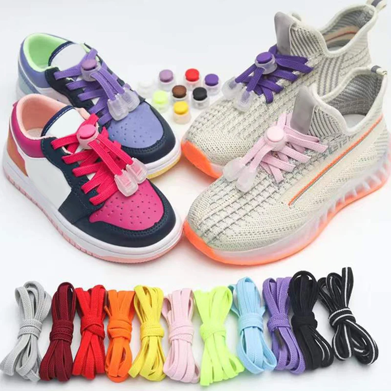 Elastic Laces Spring Lock Shoelace Flat Rubber Bands Shoelaces For Sneakers Kids Adult Quick Lace Lazy Shoestrings