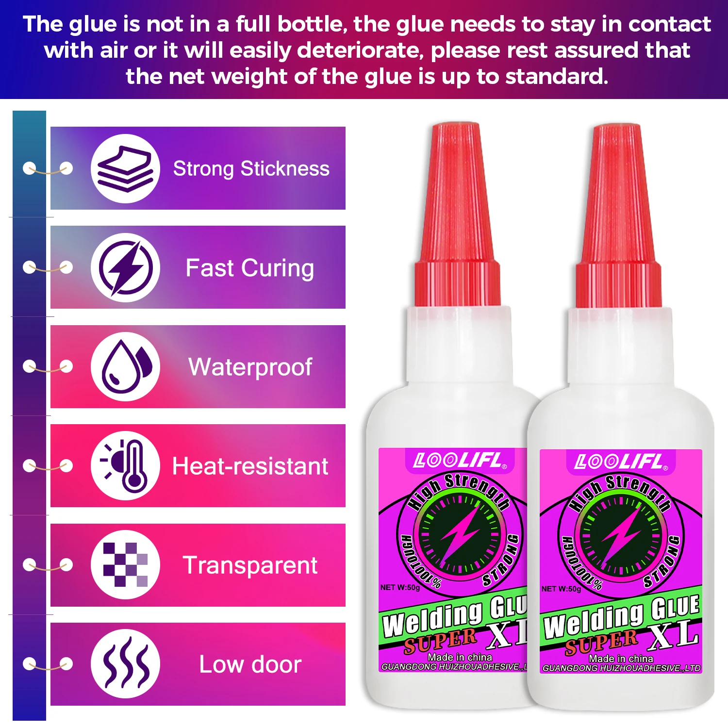 5PCS 50g super glue,high-strength oily welding glue,universal strong instant adhesive, suitable for wood,ceramics,metal DIY