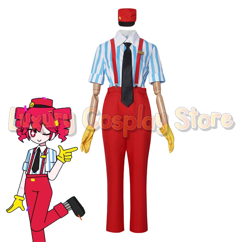 Costumes de cosplay Anime Kasane Teto, chemise rayée bleue, combinaison rouge, combinaison-pantalon pour femmes, costume de fête d'Halloween et de carnaval