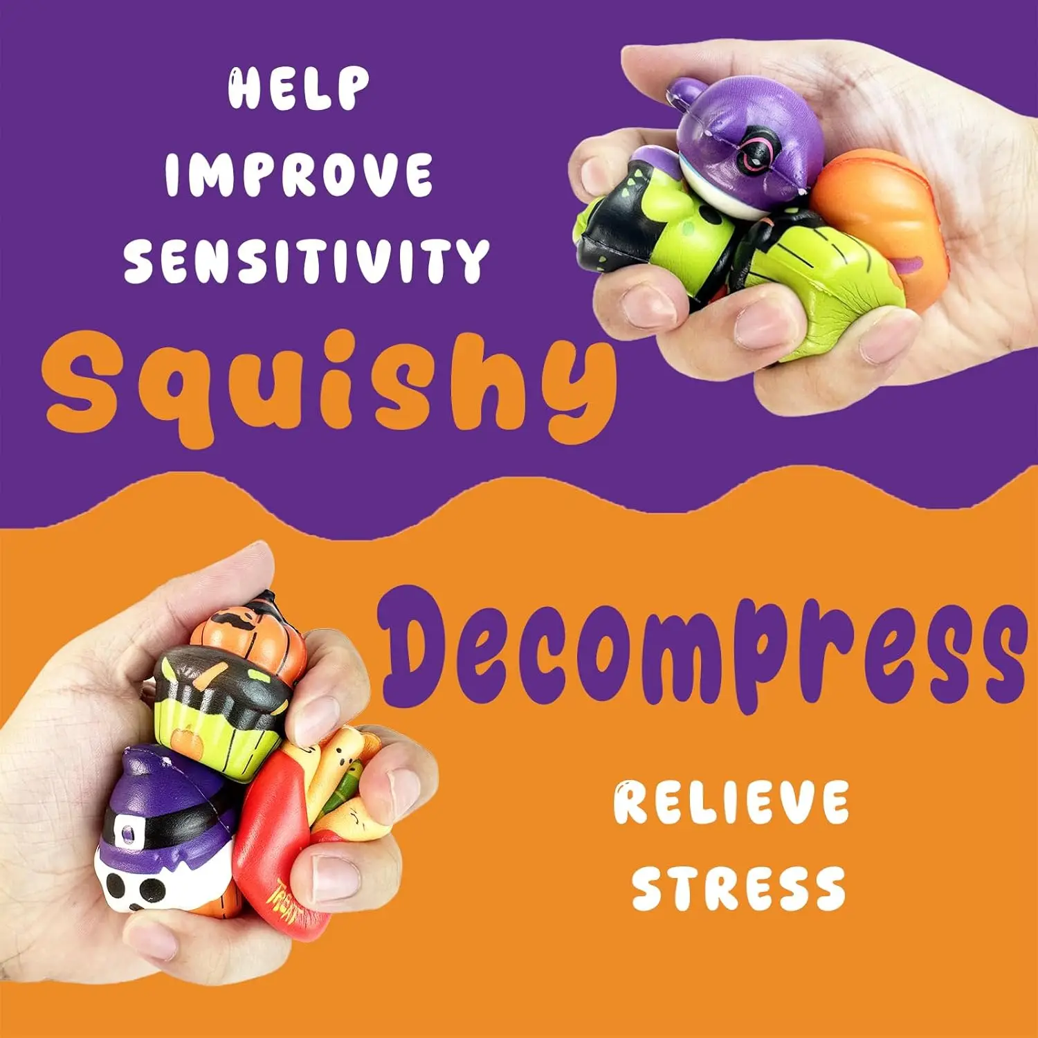 Halloween Squishies Toys for Kids,Slow Rising Squishy Halloween Stress Fidget Toys,Spooky Party Favors Gift Goody Bag Stuffers