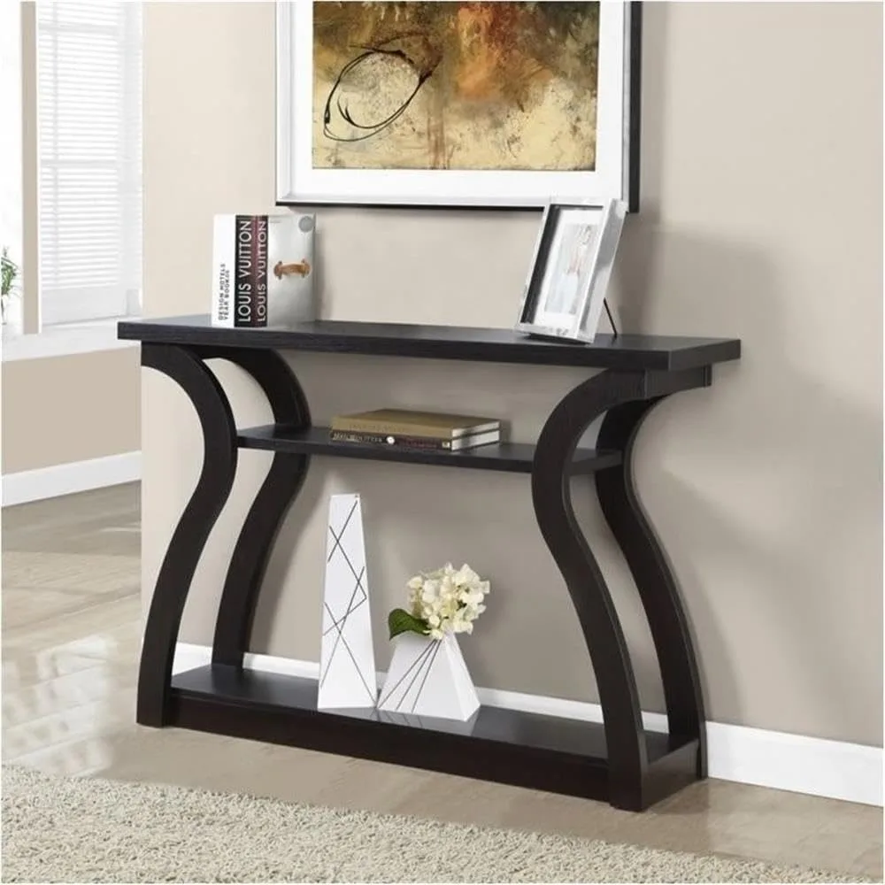 

47" Three Tier Hall Console Accent Table in Cappuccino