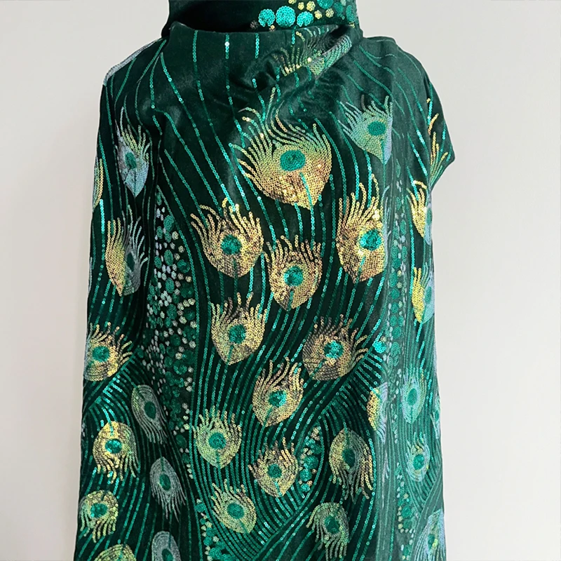 

Ткань с блестками и перьями павлина, плюшевые кружевные материалы с вышивкой для свадебных платьев своими руками, костюмы для выступлений