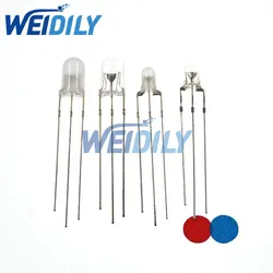 100PCS LED 3mm 5mm Round Diffused Matte Water Clear Red & Blue two Color Common Anode cathode LED Diode Light Emitting Diode New