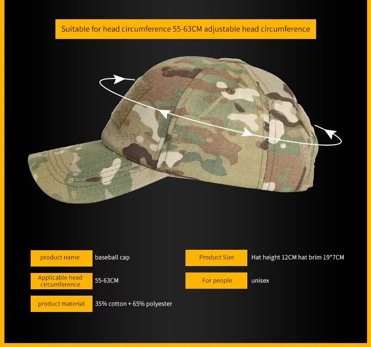 Tarnfarben Herren Baseballkappe Camouflage Sportkappe Verstellbare Hüte zum Angeln Outdoor Coole Sportkappe – Detail 2