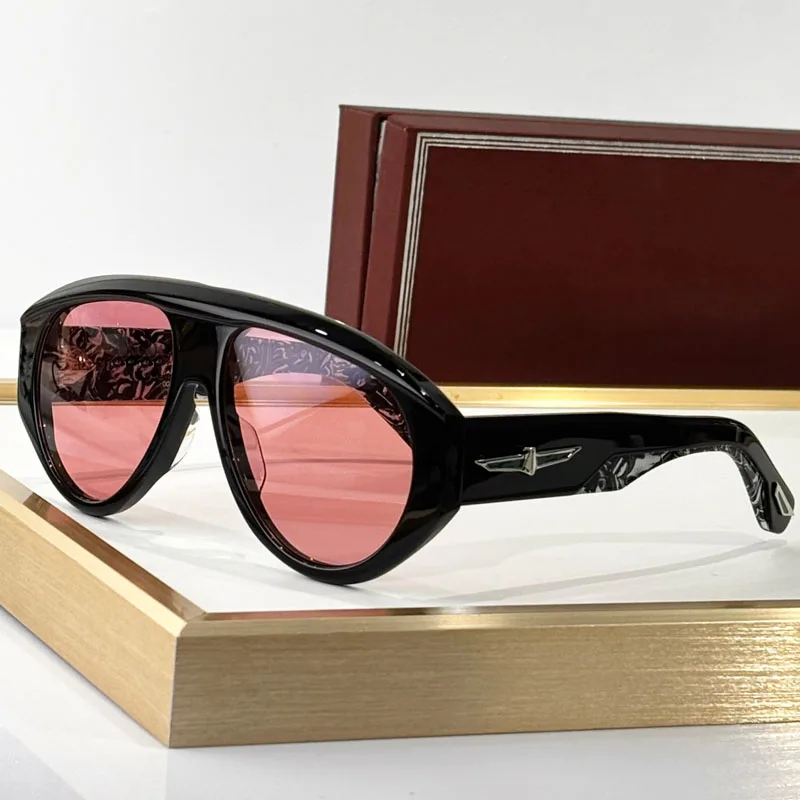 Big Oval Handmade Sunglasses for Men Women Thick Acetate High UV400 Prescription Glasses with Case Quality Fashion Brand Design