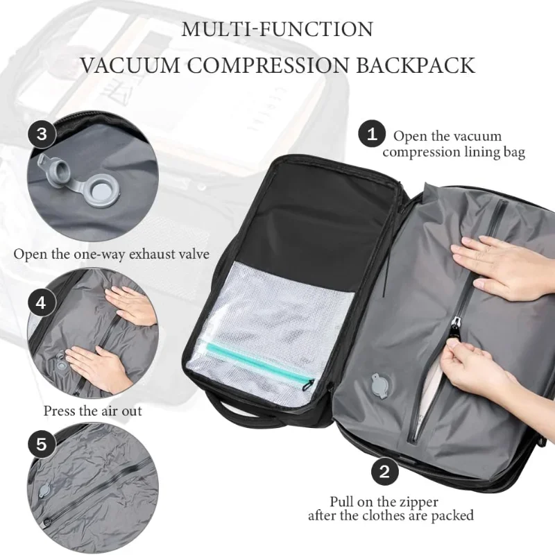 Travel Backpack Carry on Luggage Bag Airback Airline Approved Vacuum Compression Backpack Waterproof Laptop Business School Bags