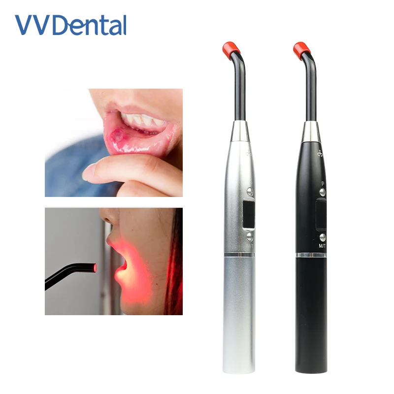 VV Red Light Therapy for Cold Sore and Canker Sore for Pain Relief Skincare Wand Infrared Therapy Machine Stainless Steel