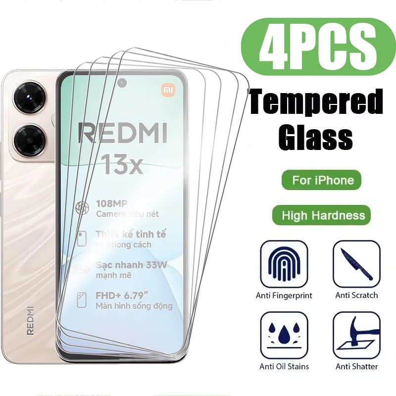 Para Xiaomi Redmi 13x 4G cristal de pantalla de teléfono de alta definición para Xiaomi Redmi 13x vidrio templado para Redmi 13x 4Gcamera lente de cristal