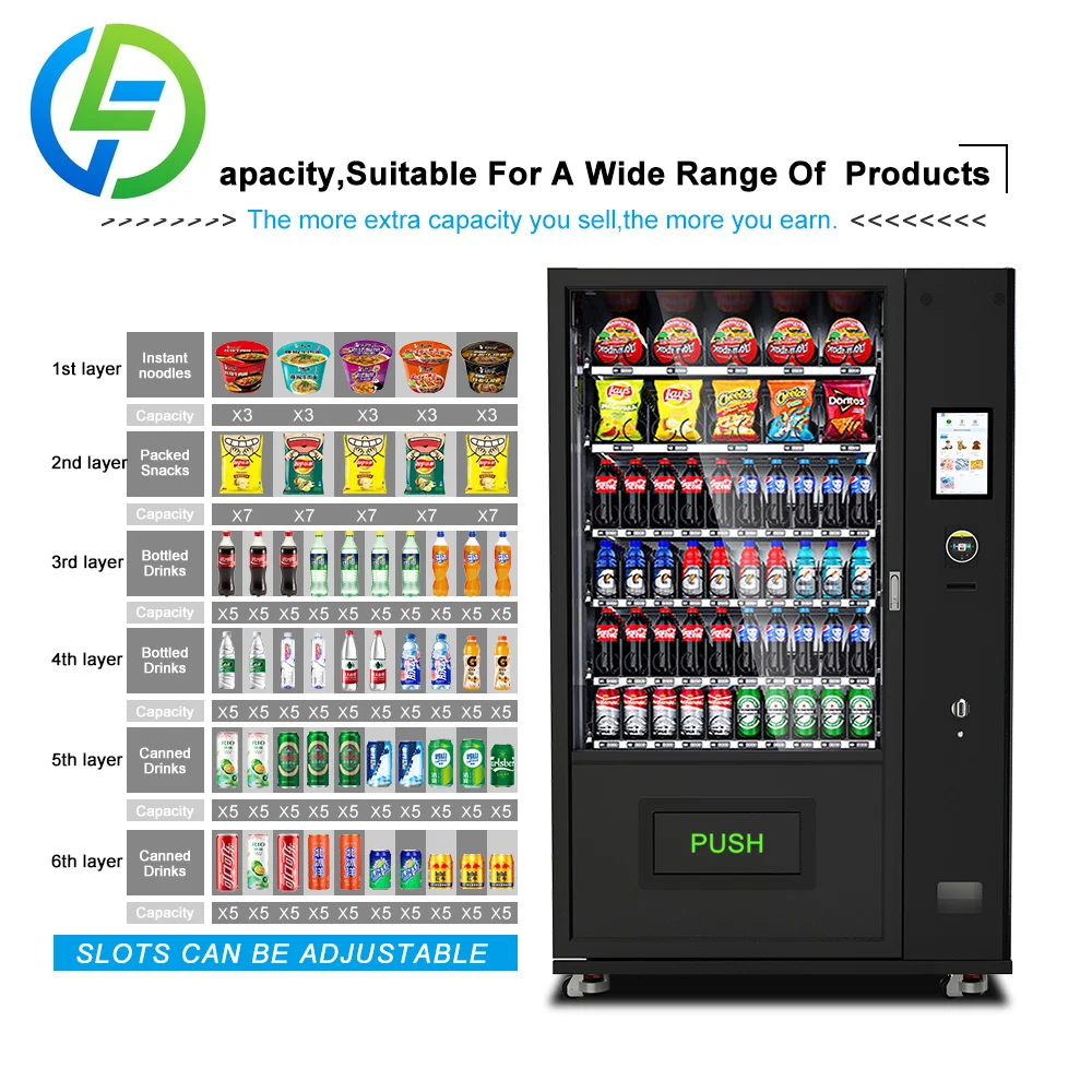 FOODLINE Factory Direct Combo Vending Machine Auto Cooling For Bottle Drinks Packed Snacks Mall Commercial Kiosk Gear view 4
