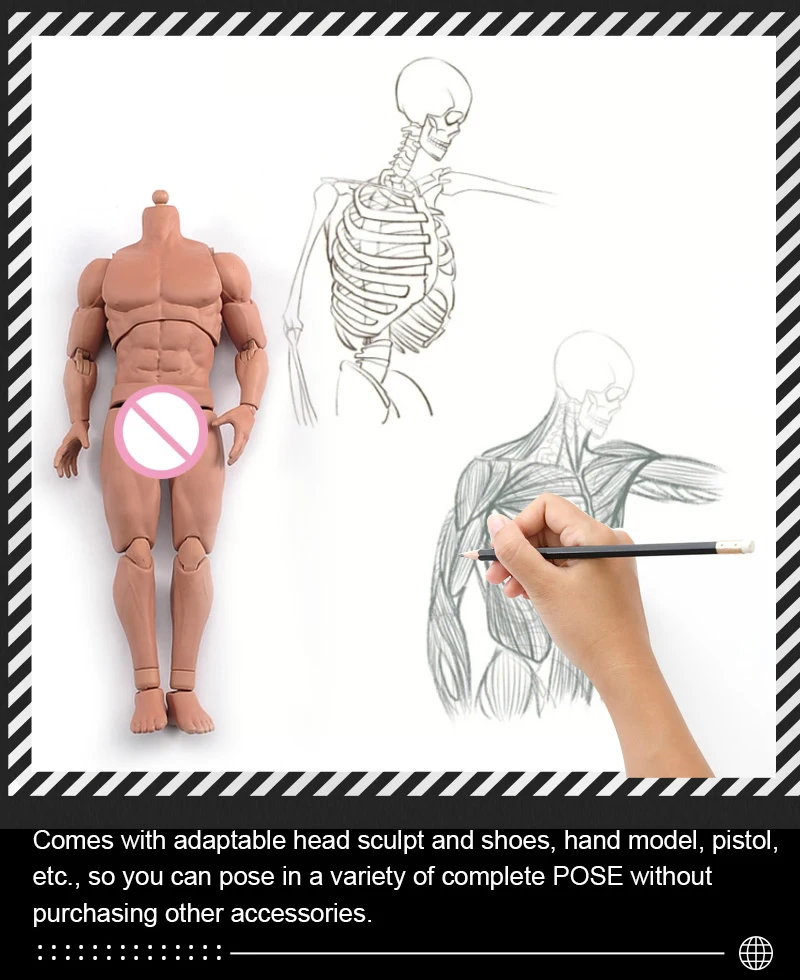 ANT AM116 1/12 Ultra-flexible Man Super Strong Muscle Joint Body With Head And Handgun Model Fit 6"Male Action Figure Dolls Toys view 4