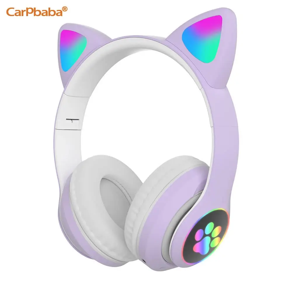 STN28 Wholesale Cute Wireless Bluetooth Headset LED Cat Ears Foldable Stereo Headphones Game Over the Ear Music Kids Earphones image 6