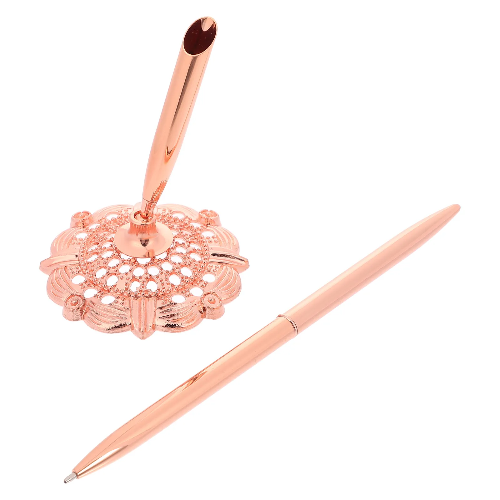 Professional Metal Ballpoint Pen with Ergonomic Desk Stand for Contract Signing Guest Book Entries Wedding Events Office