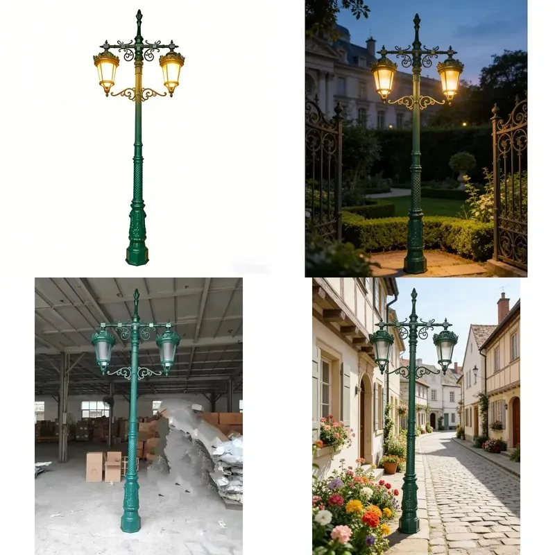 Outdoor European Antique Garden LED Street Light IP65 Waterproof Die-casting Aluminum Column Lamp