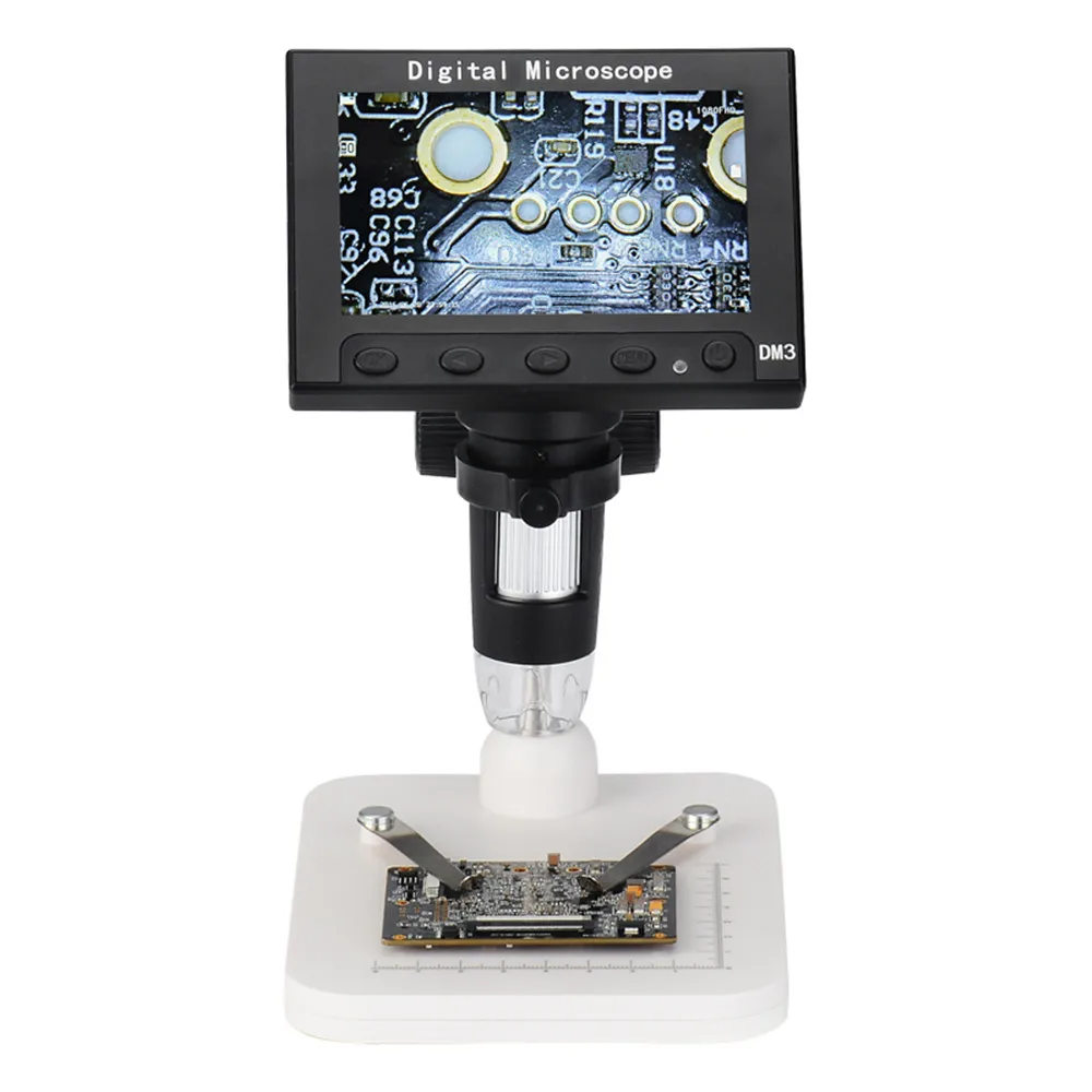 1000X Digital Electron Microscope USB Interface Digital Microscope Portable 8 LED Microscope 4.3 Inch DM4 Screen Welding Reading