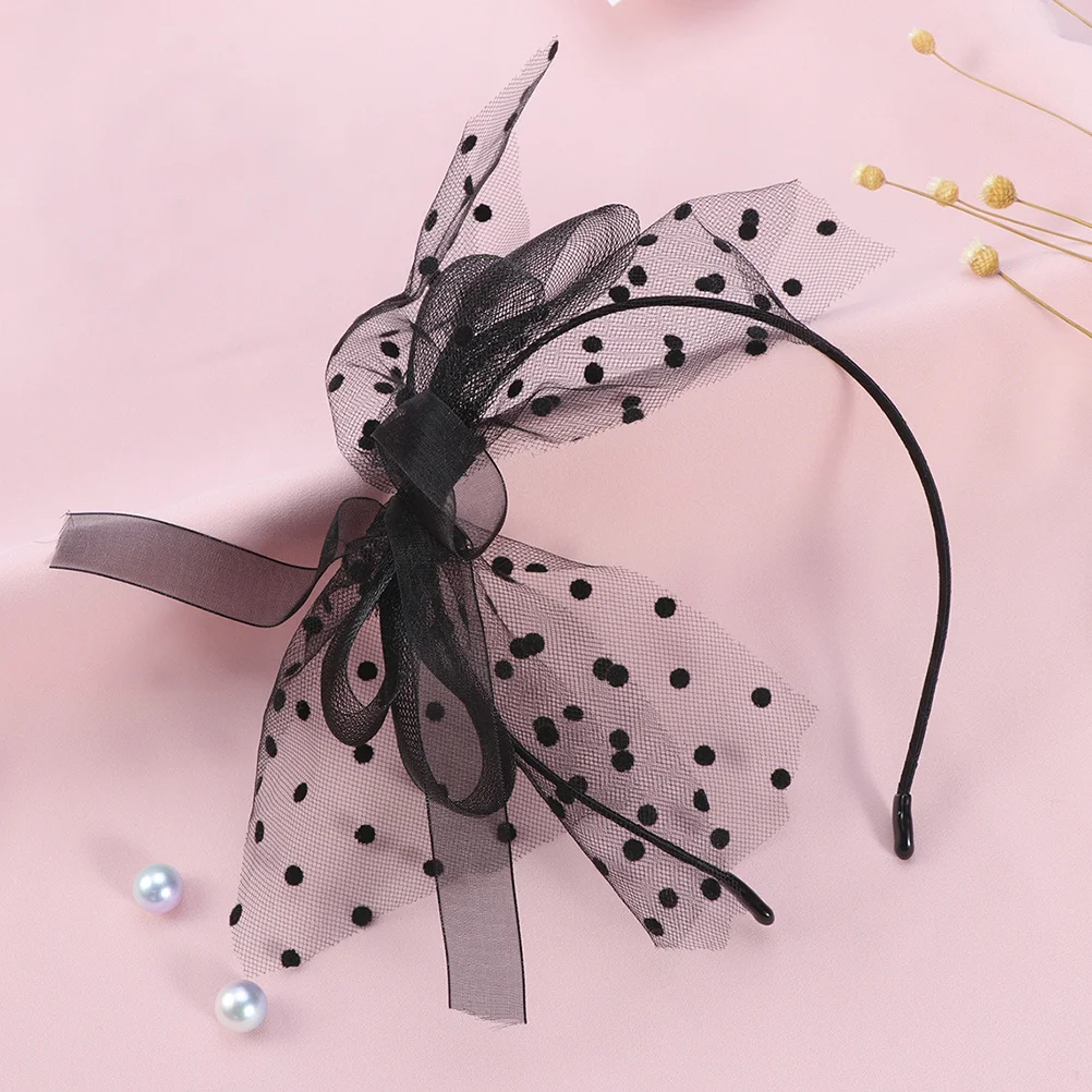 

Large Black Bow Headband For Women Fashion Hair Band Retro Party Wear Mesh Hair Accessory Decorative Headwear