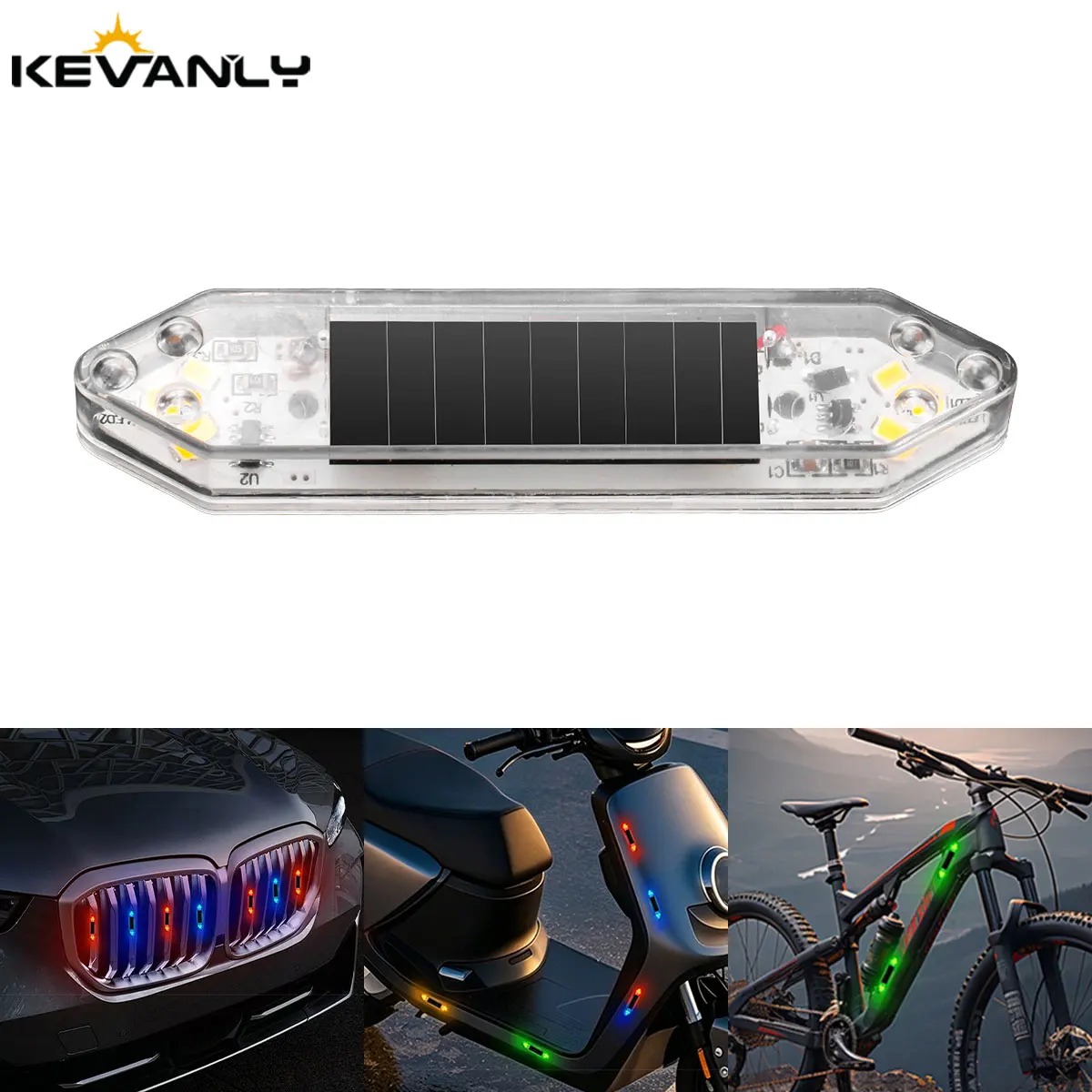 4X Solar powered warning strobe light Car Anti Rear End Collision LED flashing light No wiring Electric Motorcycle warning light