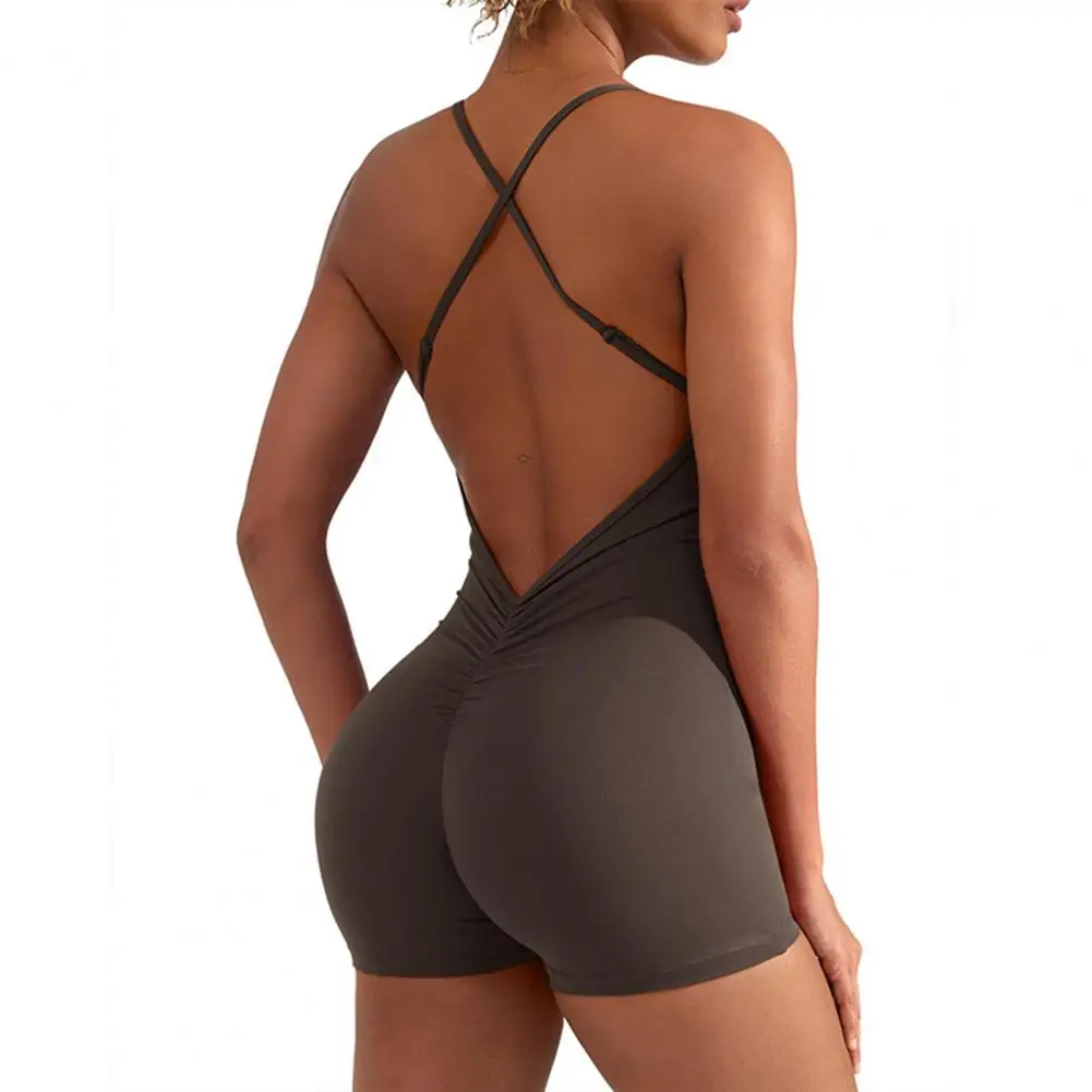 

Seamless Romper Stylish Women's Summer Yoga Romper with Cross Back Design High Elasticity Soft Breathable Fabric for Beach