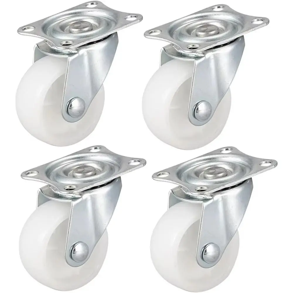 1/2/4Pcs New Heavy Duty Caster Wheel 360 Degree Furniture Carts Furniture Roller White Nylon Rubber Universal Swivel Casters