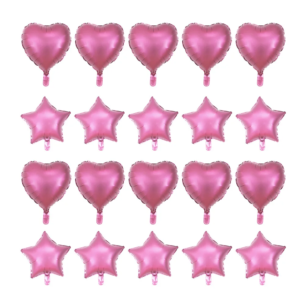 

20Pcs Metallic Aluminum Foil Balloon Set Heart Star Shaped Party Decoration Wedding Festival Balloon Ornaments