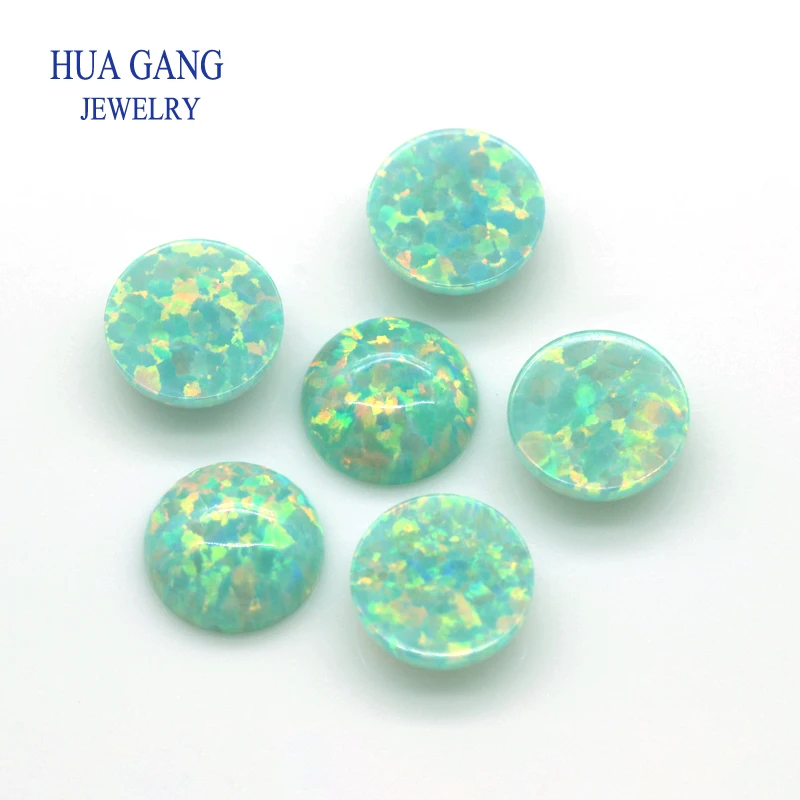 10Pcs Opal Loose Beads Stones Flat Base Cabochon Jewelry Mixed Synthetic Created Gemstones Stone Round Multicolor Opals